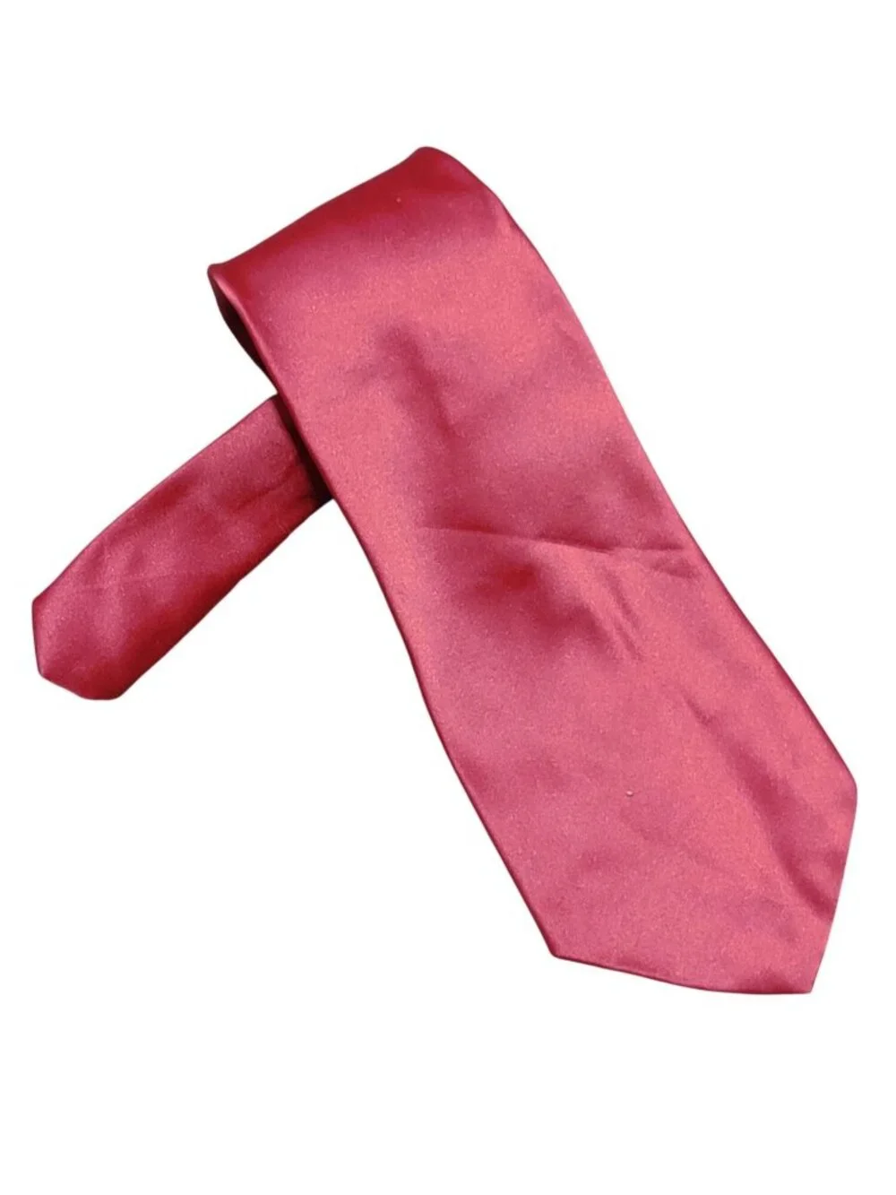 Angelo Corelli Necktie Red Solid Satin Wide Tie Designed in Italy Vintage 1980s